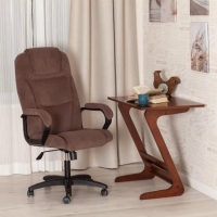 Кресло BERGAMO (22) флок коричневый / пластик чёрный - Изображение 1